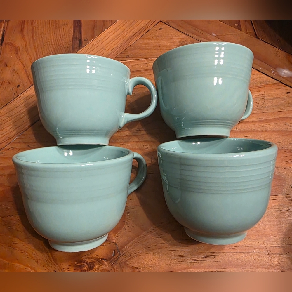 4 Fiesta Turquoise Teal Blue Coffee Tea Mugs Cups